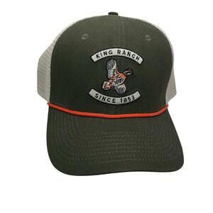 King Ranch Pheasant Patch Trucker Hat Olive Green Tan Mesh Snapback Cap Texas